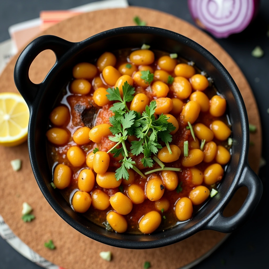 Spicy and savory Indian baked beans