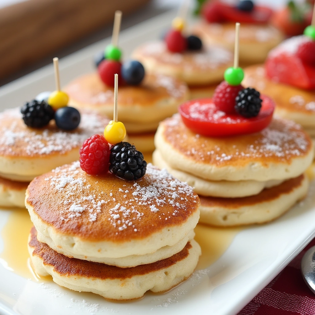 A stack of fluffy mini pancakes 