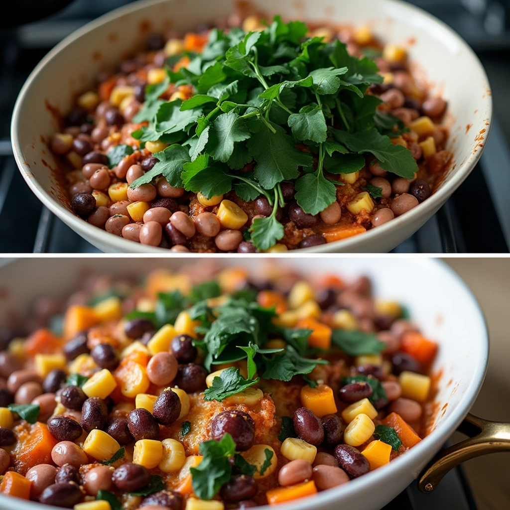 Step-by-step preparation of beef and bean burritos