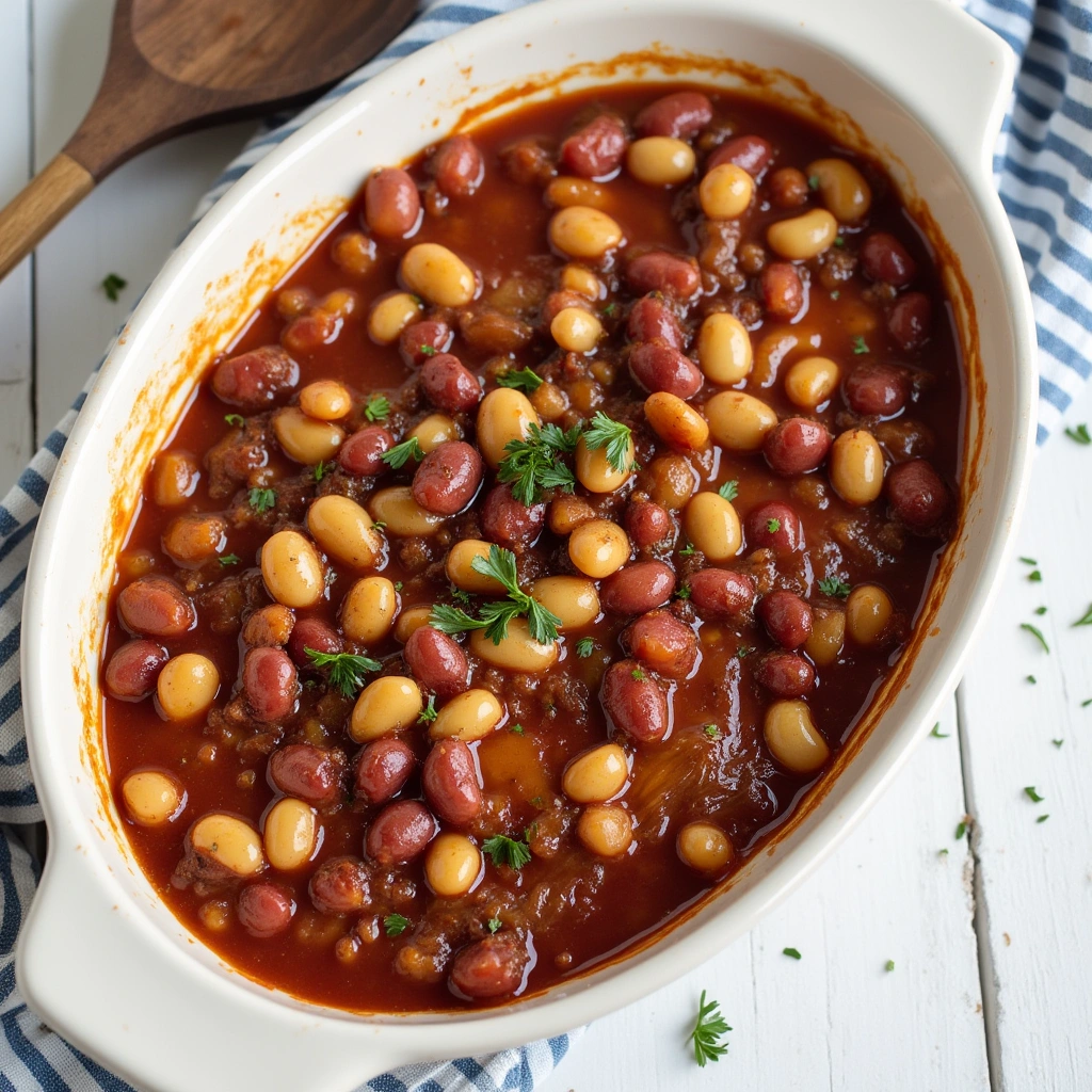 Delicious vegetarian baked beans