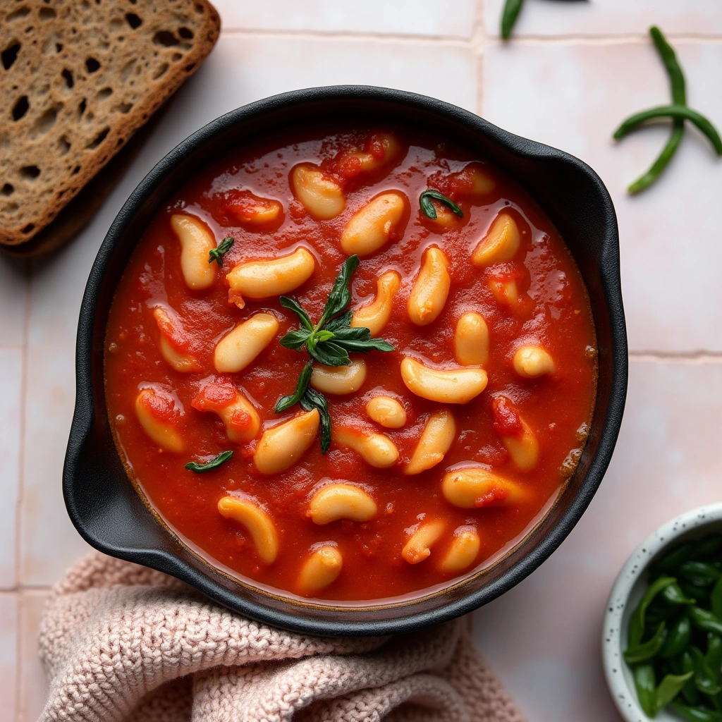 Close-up of perfectly baked beans fresh