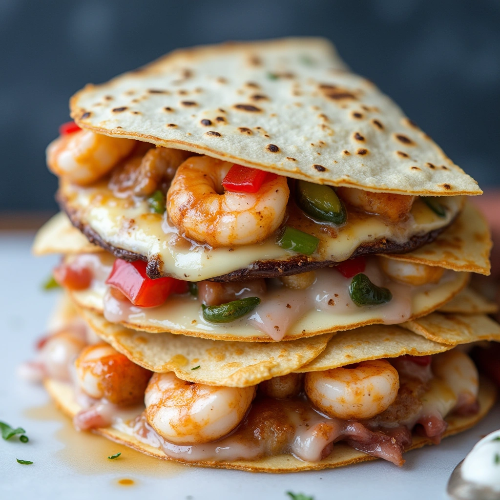 Crispy shrimp quesadilla