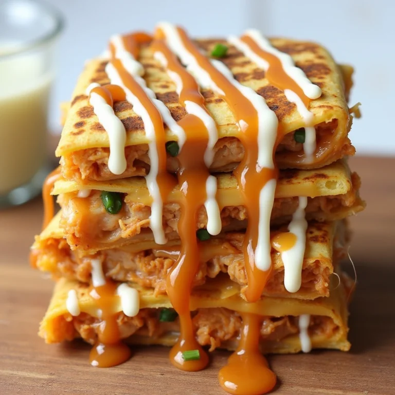 Close-up of buffalo chicken quesadilla