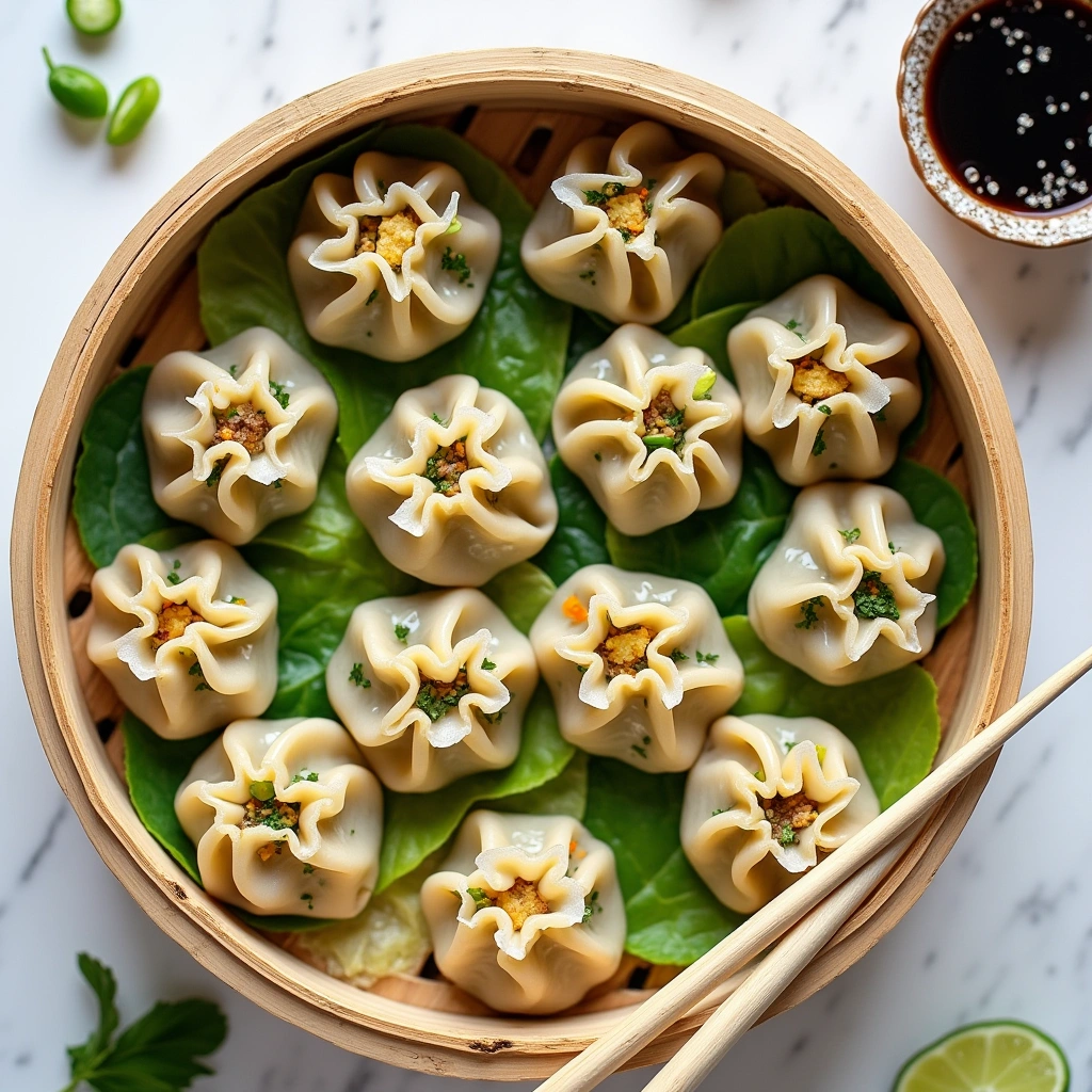 Freshly made shrimp shumai