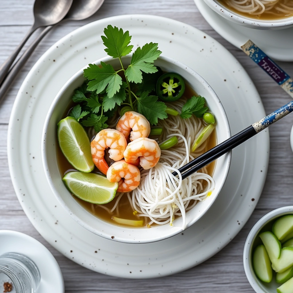 Shrimp Pho with fresh herbs