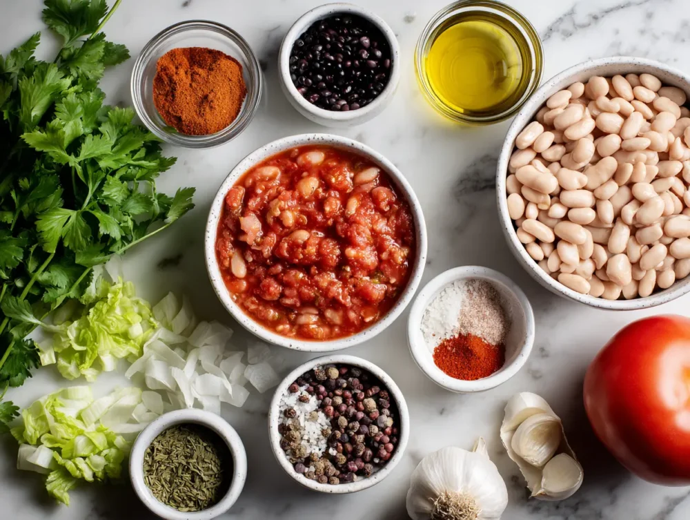 ingredients of Indian-style baked beans