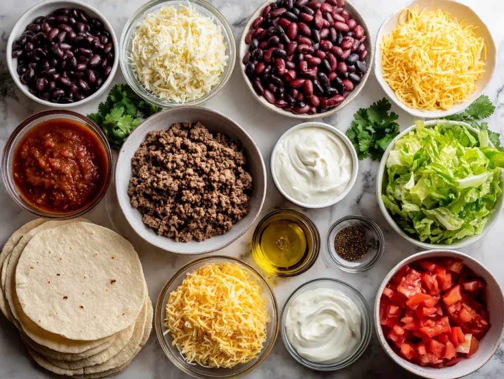 ingredients of Beef and Bean Burrito