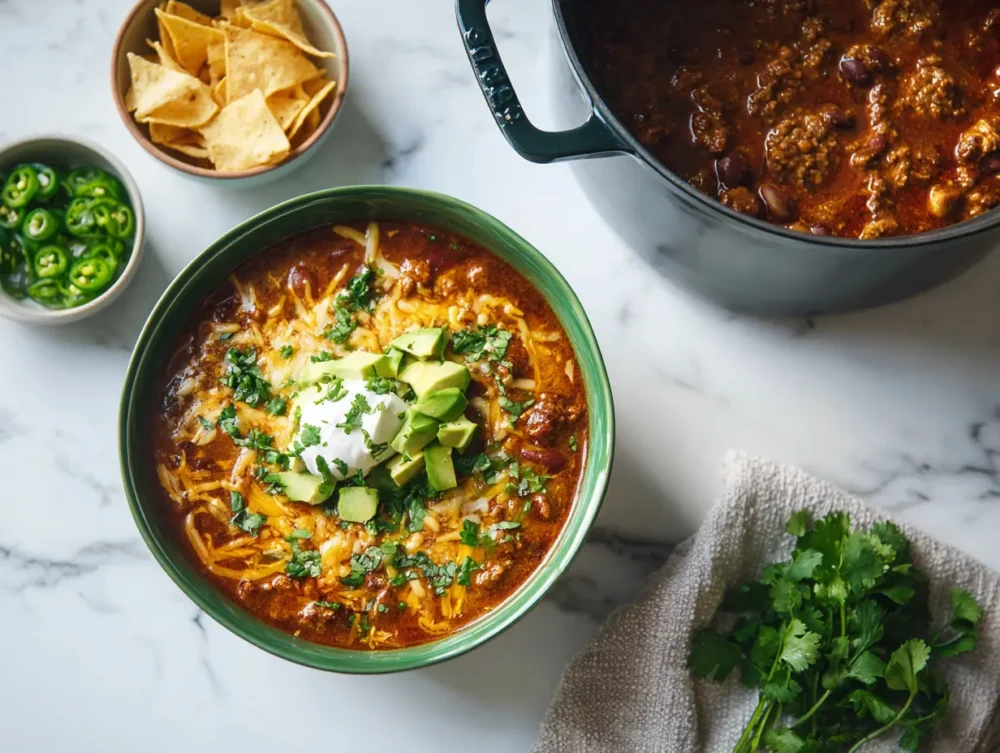 Bowl of Beef and Bean Taco Chili