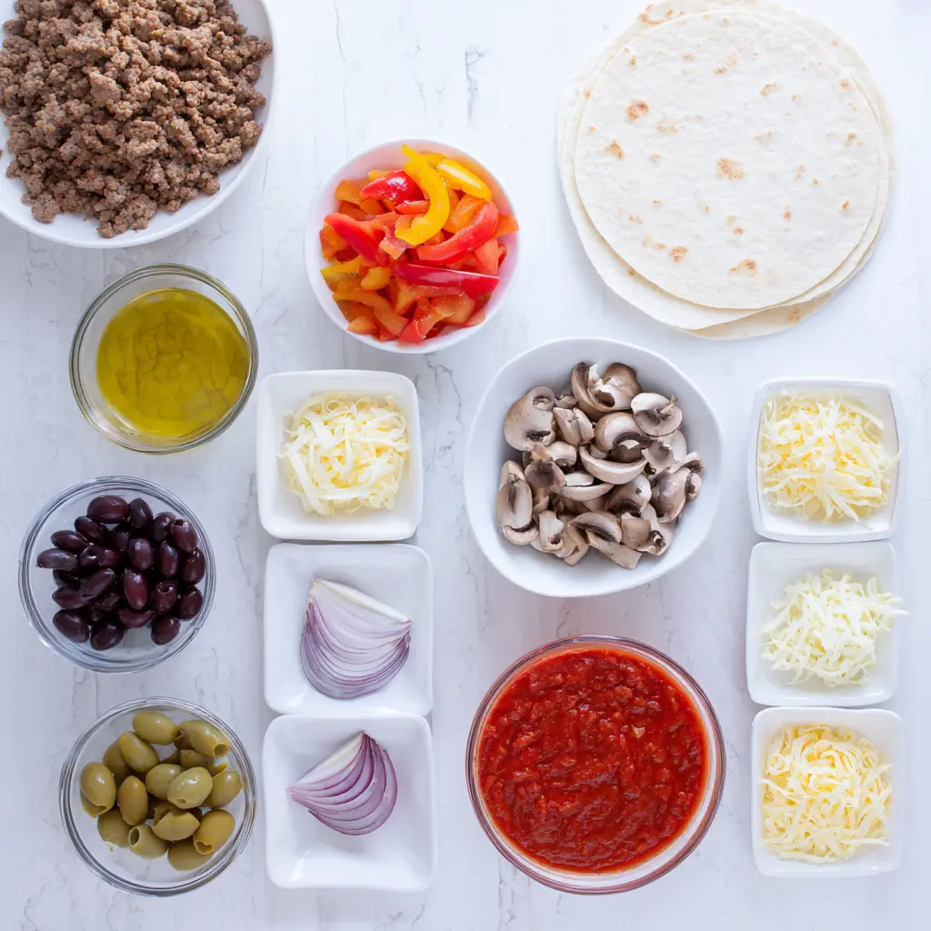 ingredients of Blackstone Pizza Quesadilla