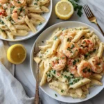 creamy plate of Cajun Shrimp Pasta Alfredo