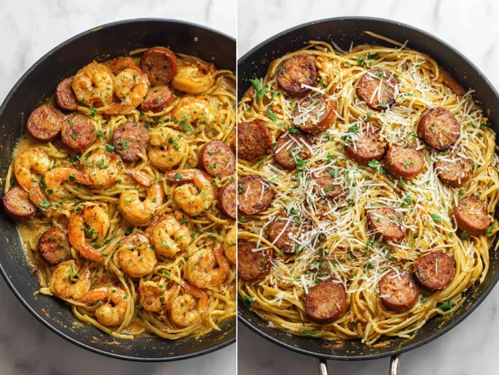 ready to eat Cajun Shrimp Pasta with Beef Sausage