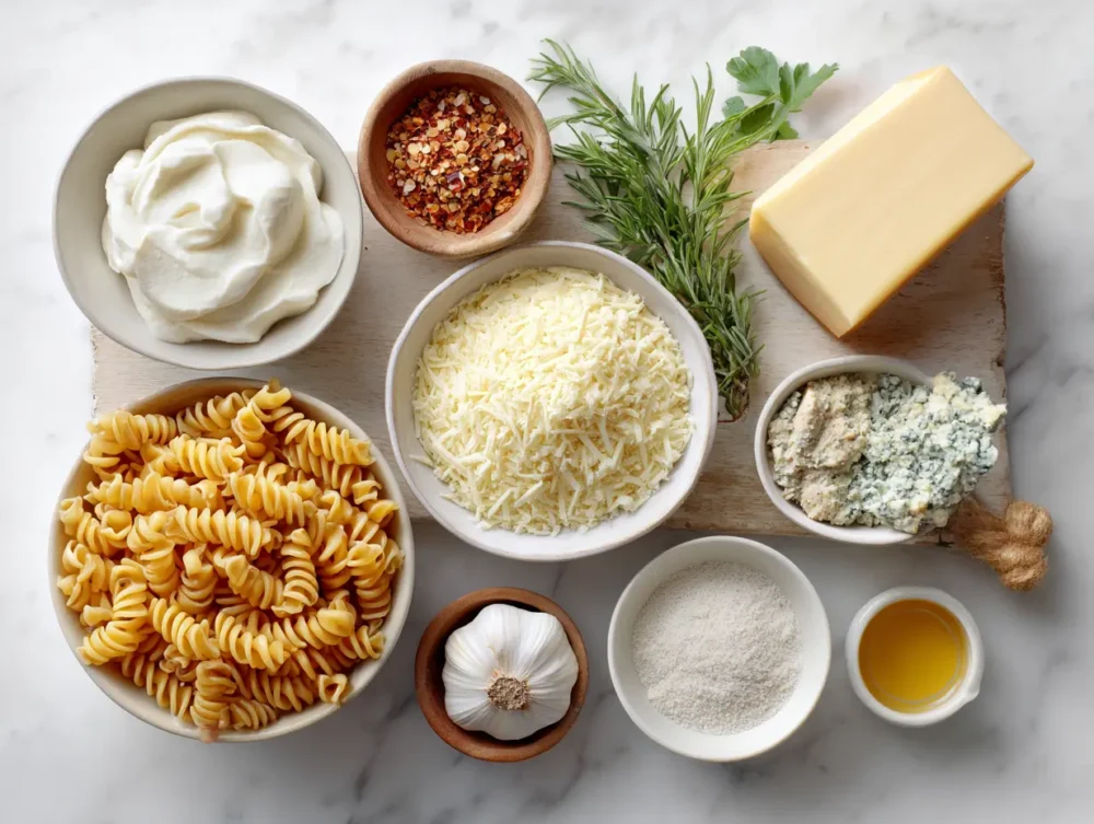 Ingredients of Creamy Fusilli Pasta