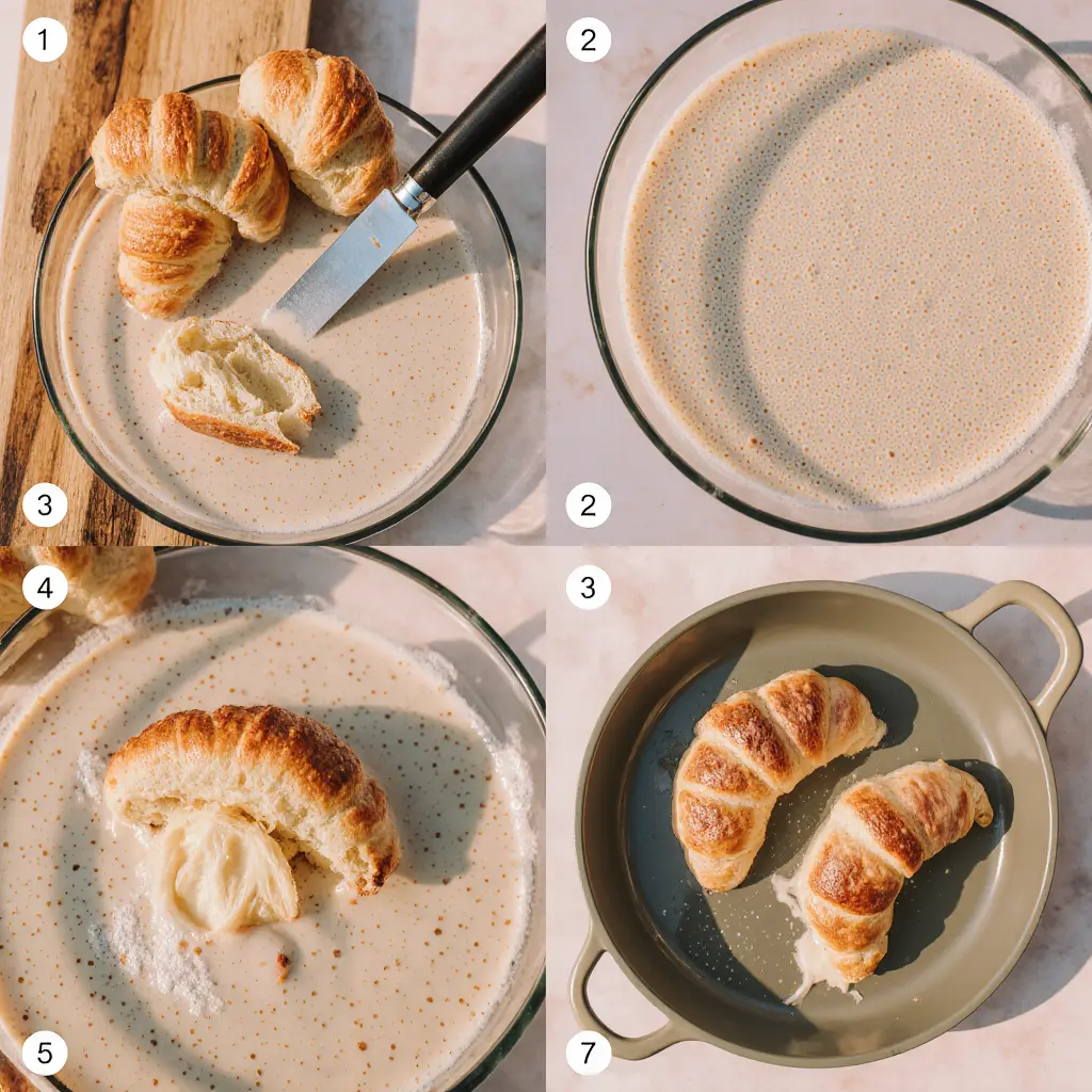 preparing  Croissant Toast Recipe 