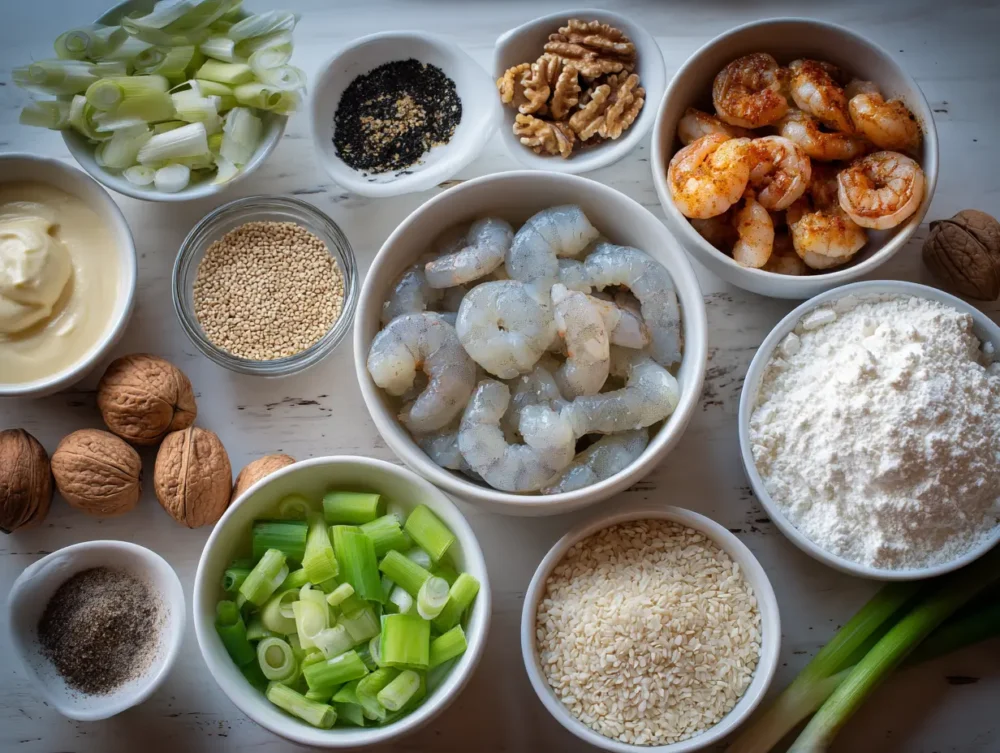 ingredients for Honey Walnut Shrimp