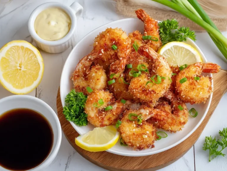 Crispy shrimp baskets and dipping sauce
