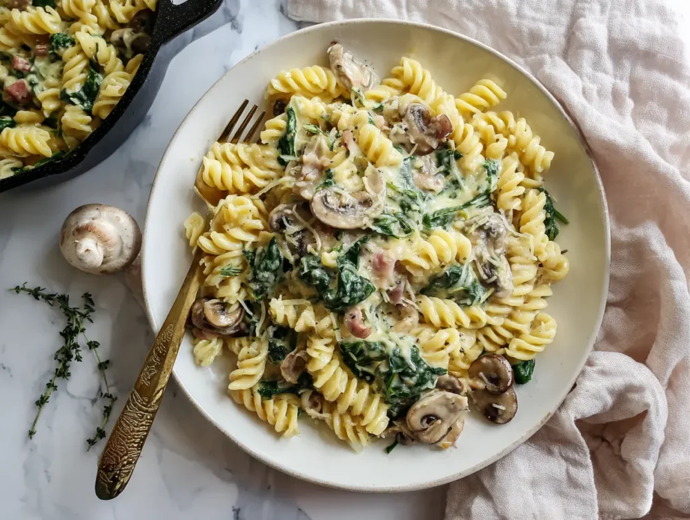 Creamy Fusilli Pasta with mushrooms