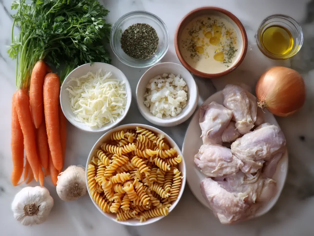 Ingredients of creamy Marry Me Chicken Soup