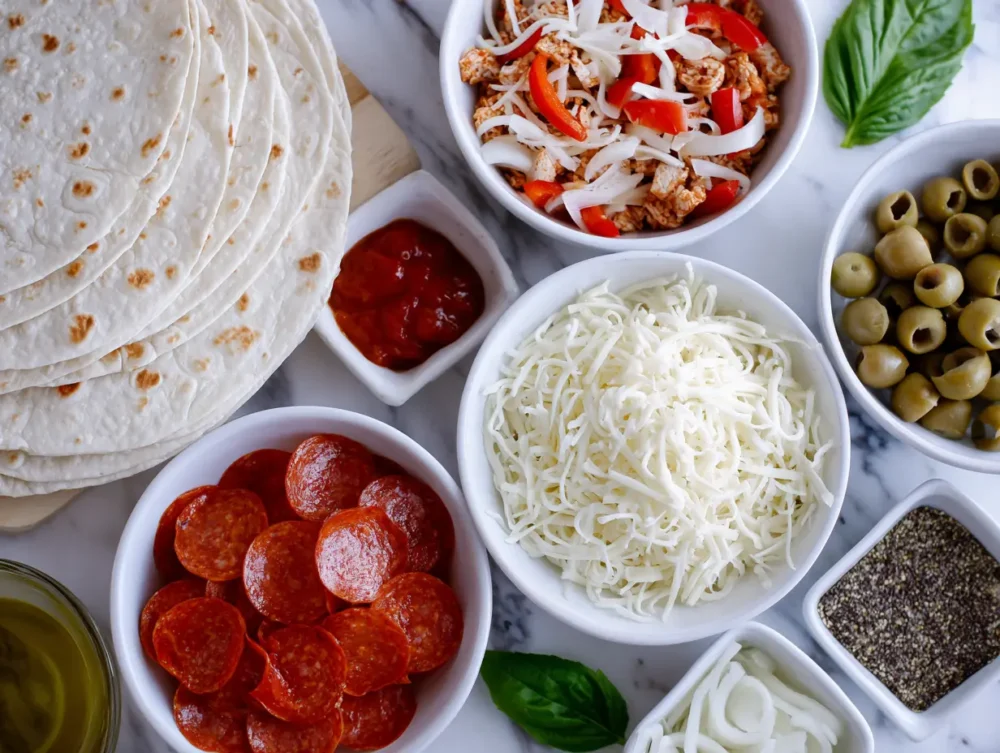 ingredients of Oven-Baked Pizza Quesadilla