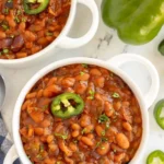 A hearty bowl of spicy baked beans