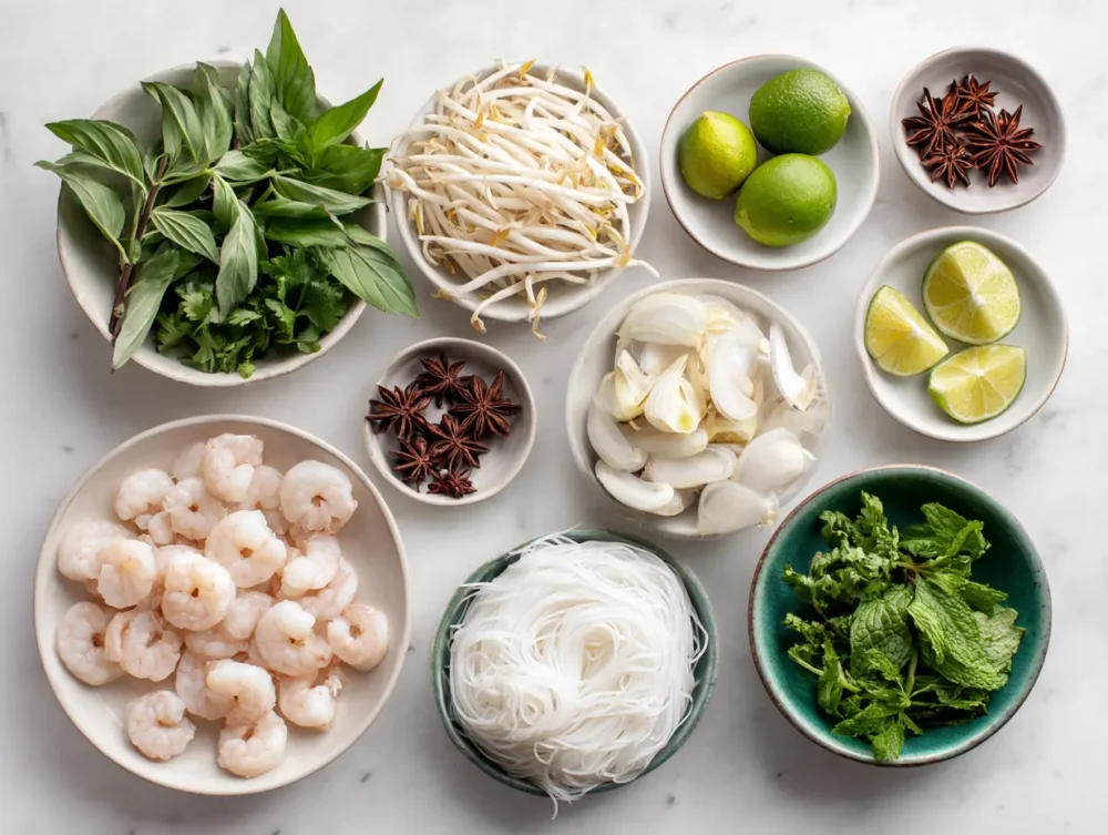 ingredients of Shrimp Pho