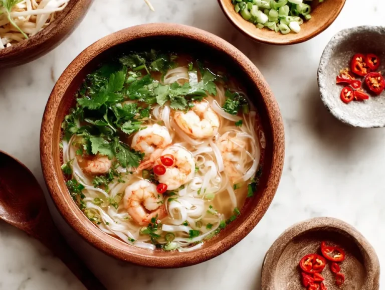 Shrimp Pho with fresh herbs