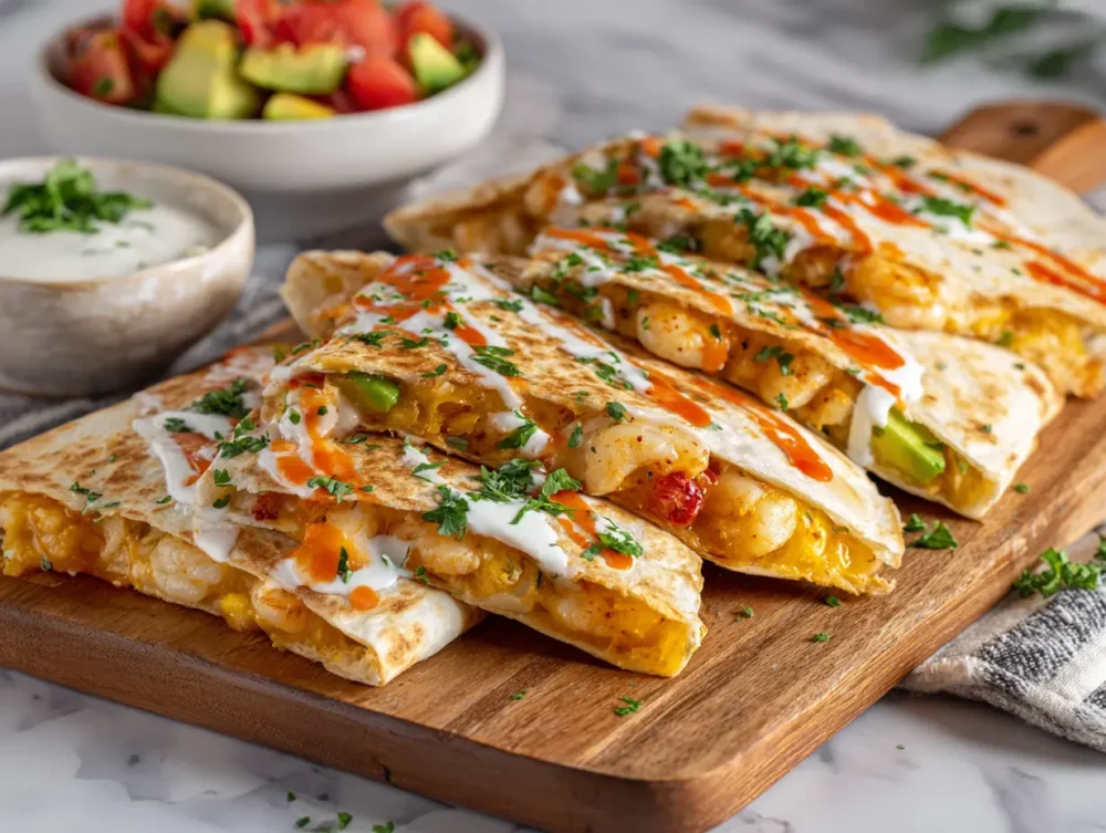 Verry creamy  shrimp quesadilla