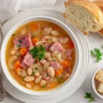 Slow cooker ham and beans soup