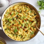 Delicious Fusilli pasta served with Indian-style spices