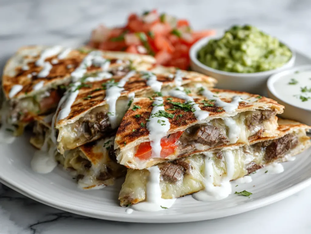 Steak Quesadillas with some creative dips 