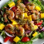 Tropical shrimp salad with mango