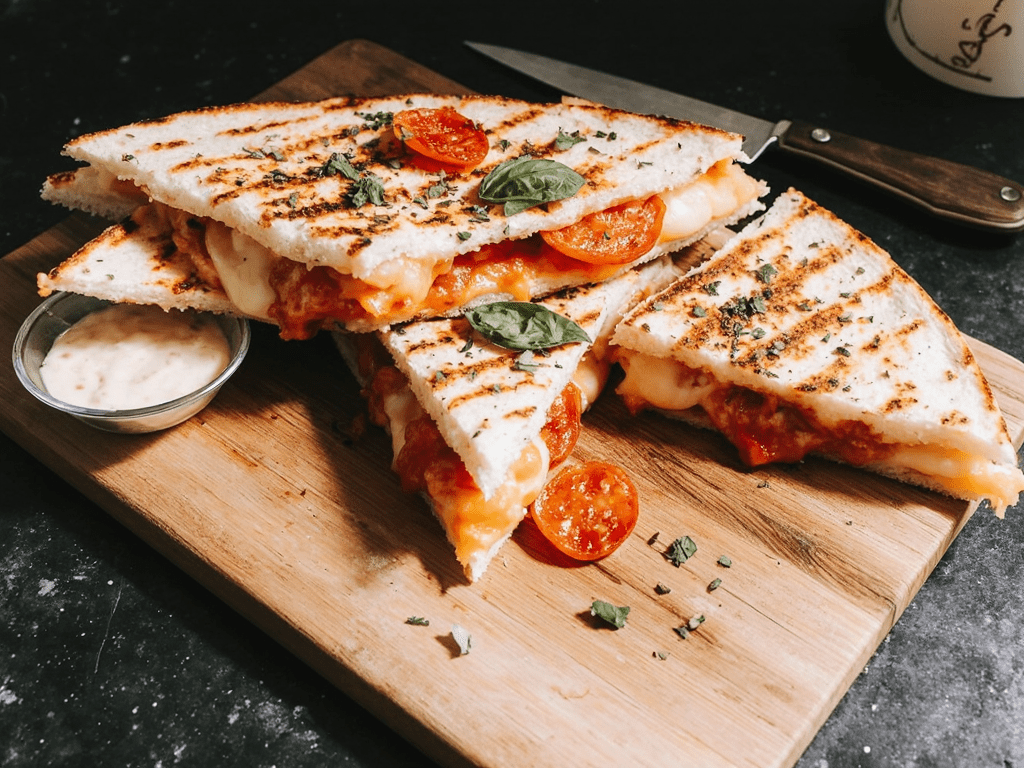 Crispy pizza quesadilla