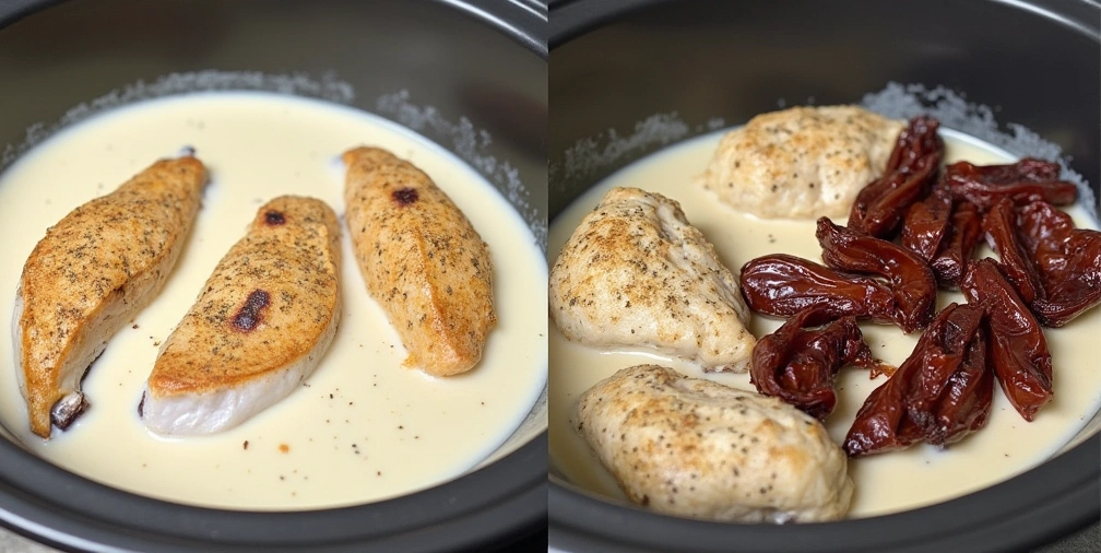 Marry Me Chicken Crock Pot with white  creamy sauce