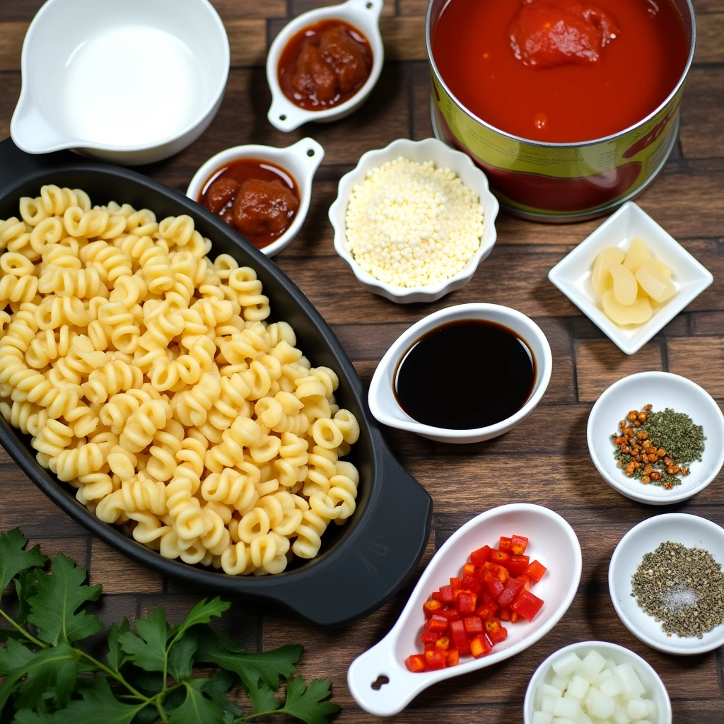 Delicious Fusilli pasta with Indian-style spices