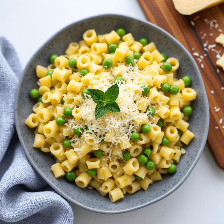 Creamy Ditalini Pasta with Peas and Chicken Broth