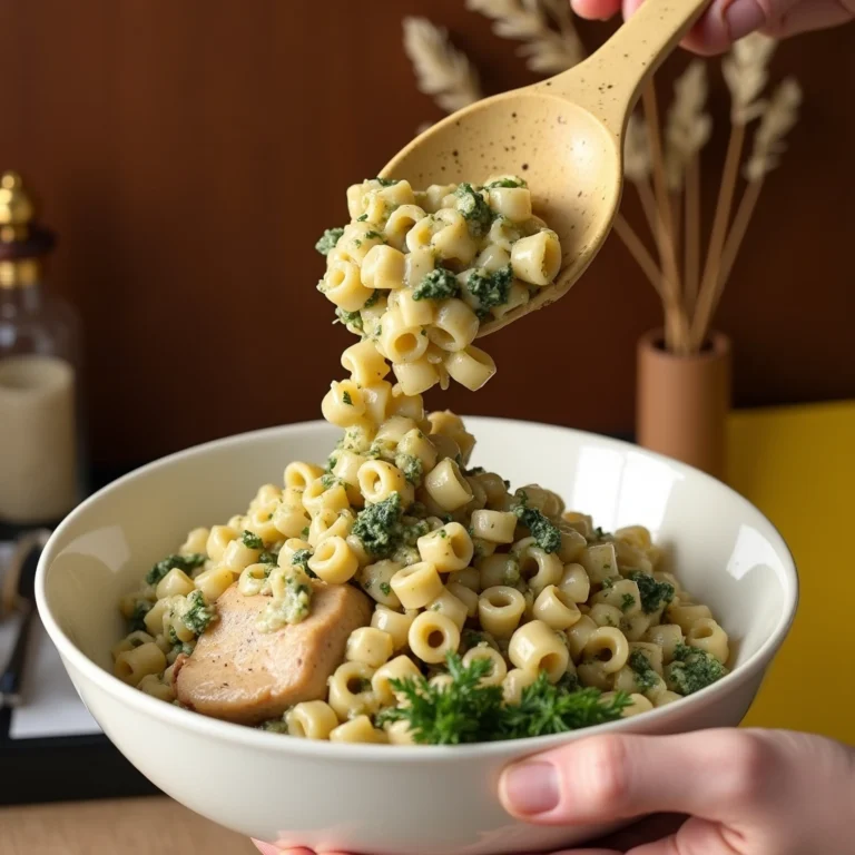 Creamy ditalini pasta with pesto