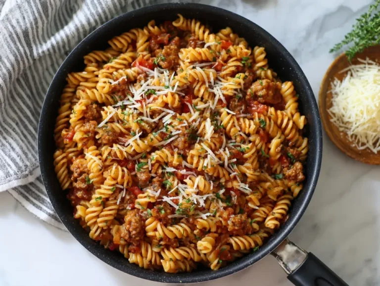 Easy fusilli pasta with sausage