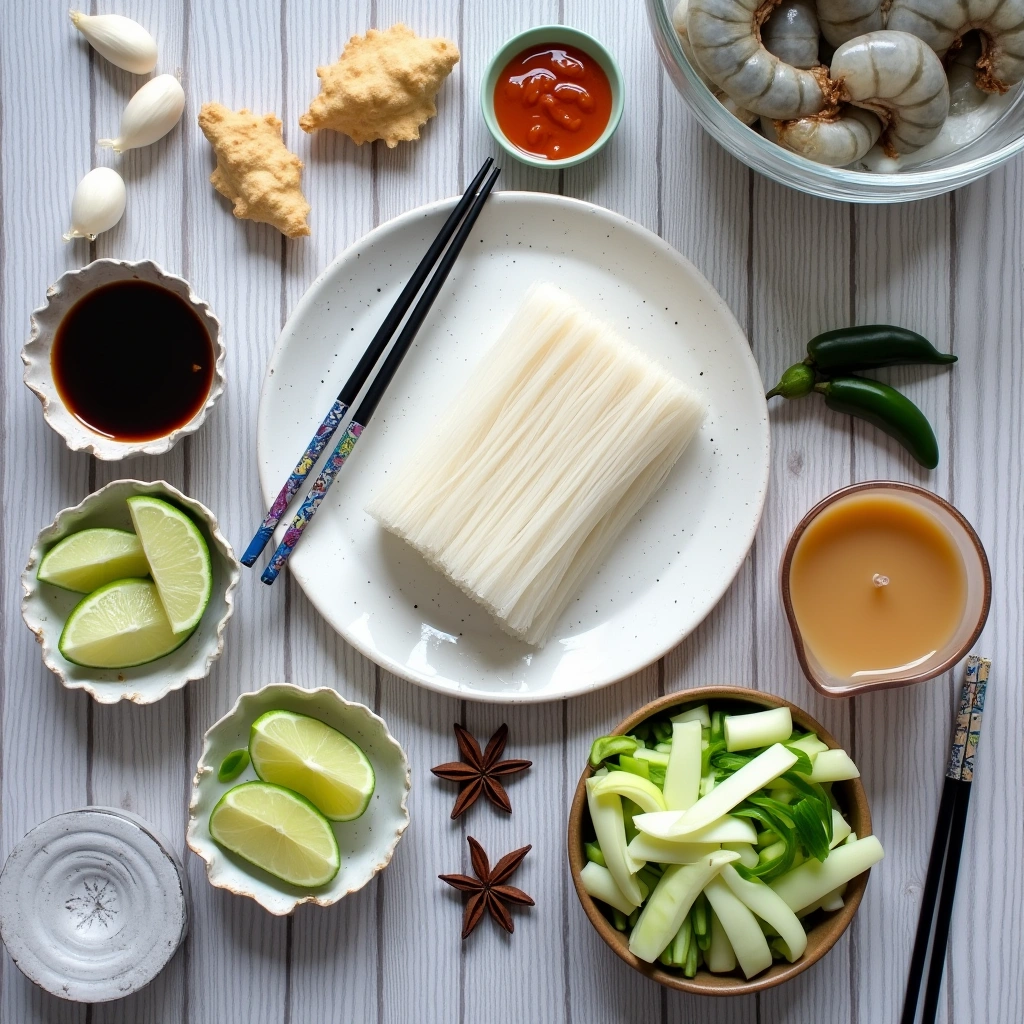 Ingredients of Shrimp Pho