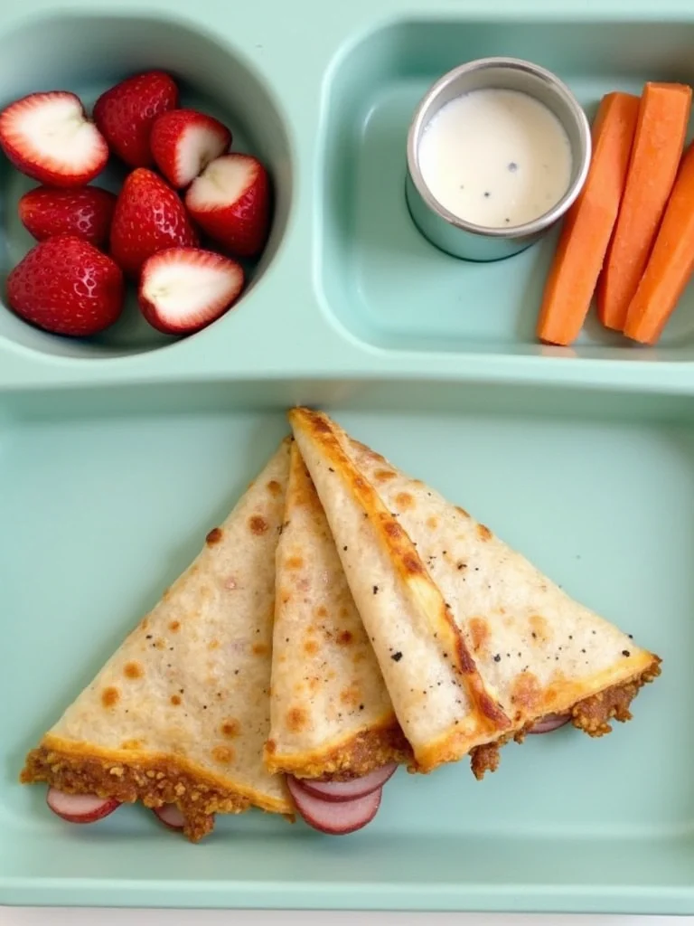 Cut pizza quesadilla wedges