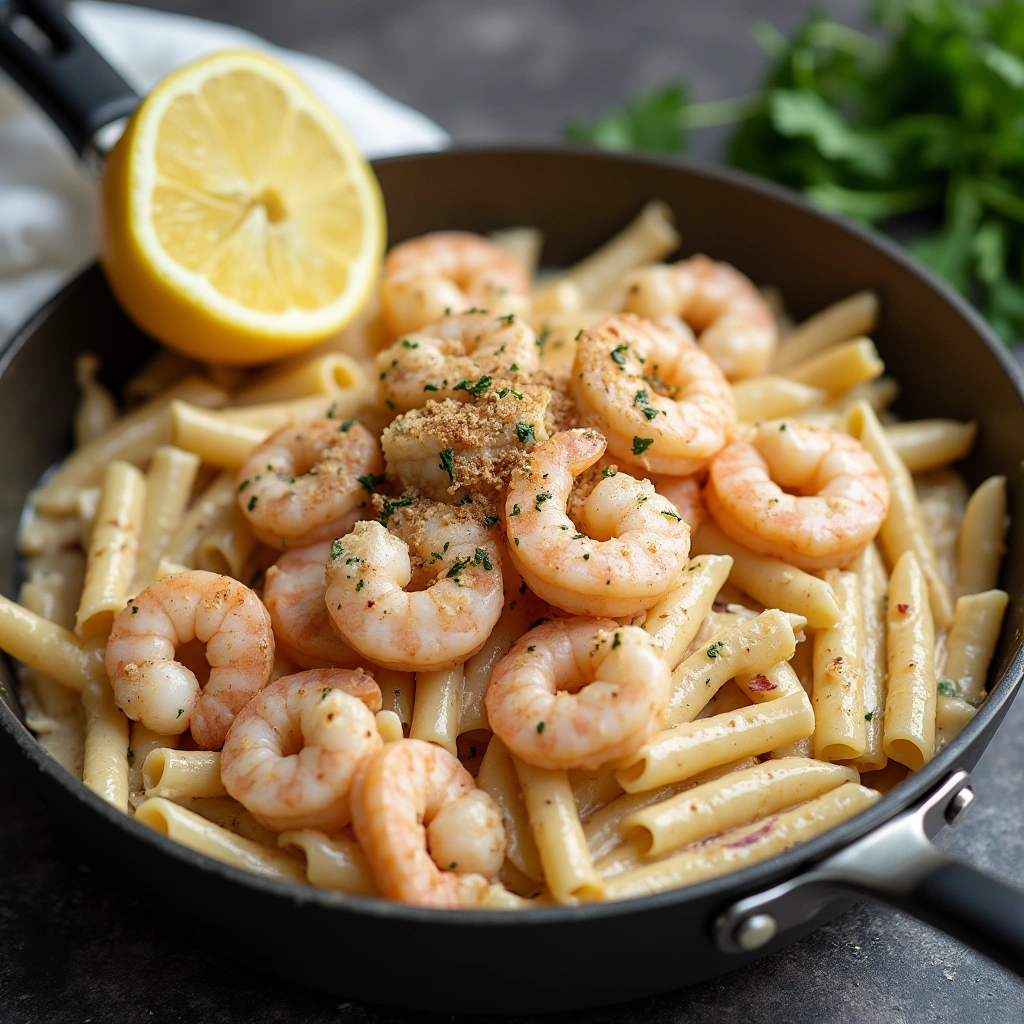 creamy plate of Cajun Shrimp Pasta Alfredo