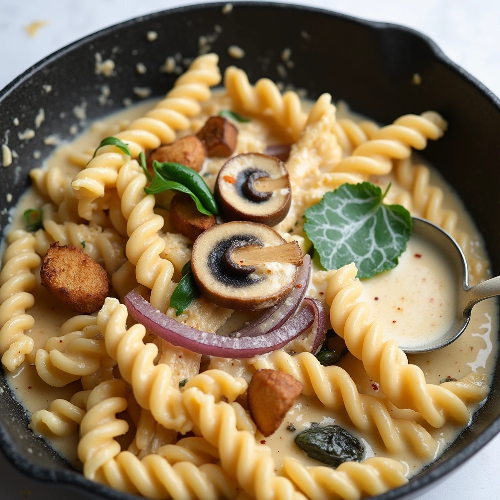 Fusilli Pasta with Spinach and Mushrooms