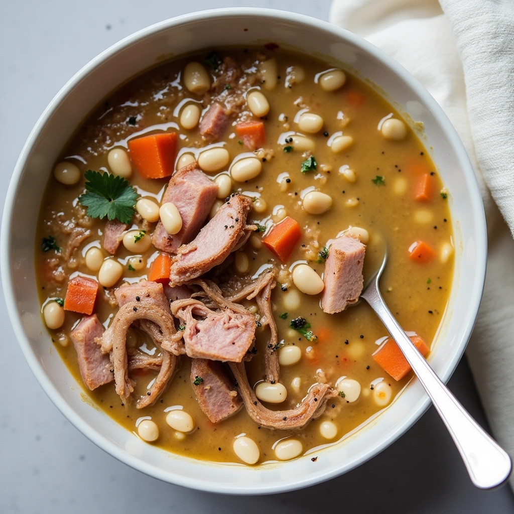 Slow cooker ham and beans soup