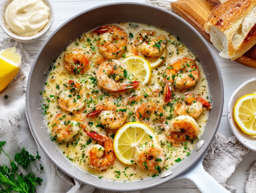 Creamy shrimp scampi