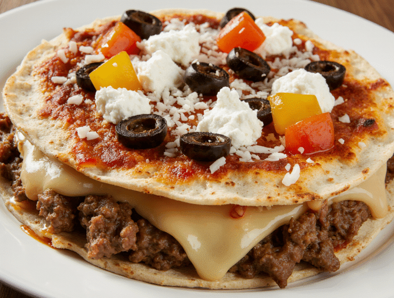 Beef homemade pizza quesadilla