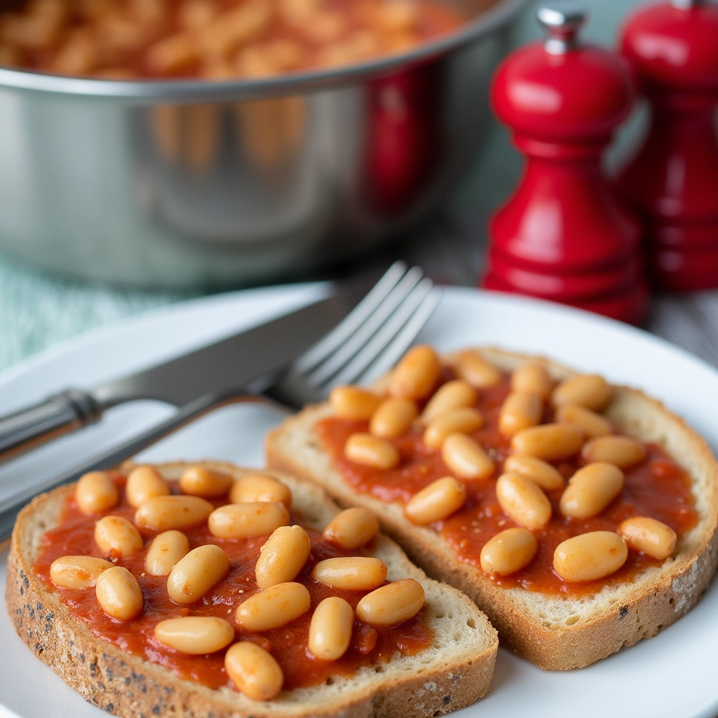 Close-up of easy baked beans 