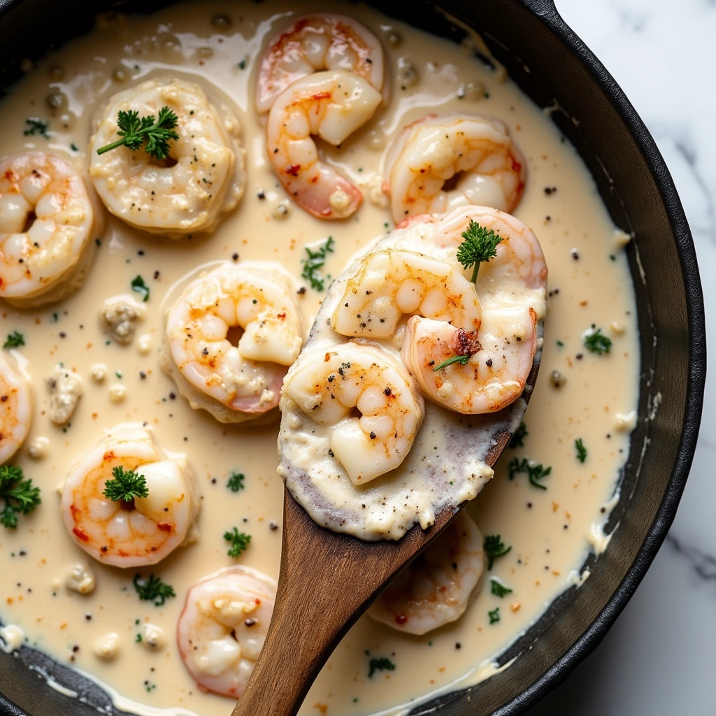 Creamy shrimp scampi