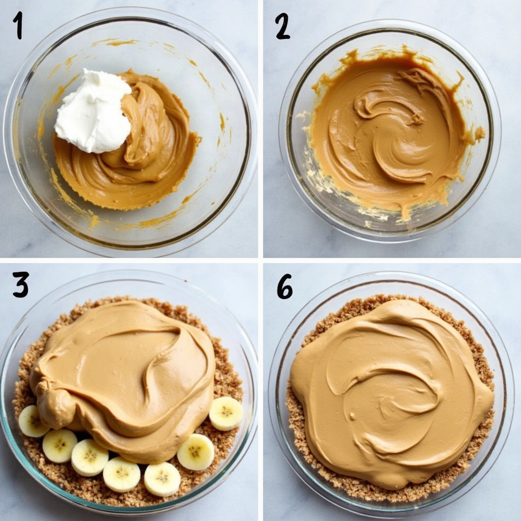 Peanut Butter Banana Pie preparation 