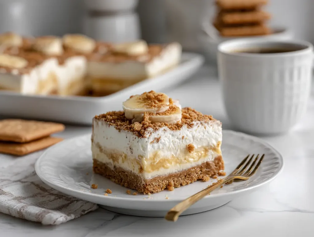 perfect Banana Pudding Bars  served with coffee