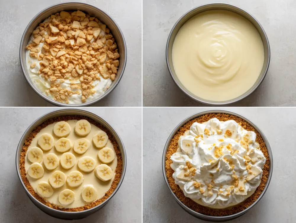 preparing Banana Pudding Cheesecake