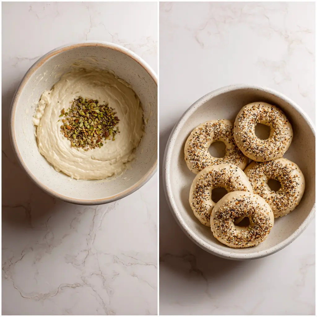 preparing Everything bagels recipe