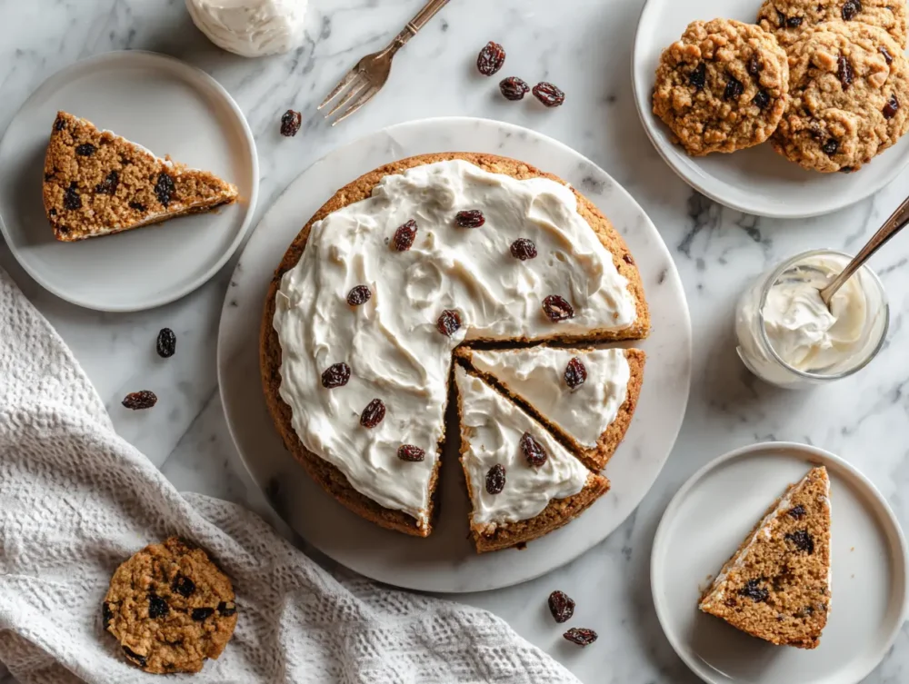 the perfect oatmeal raisin cookie cake